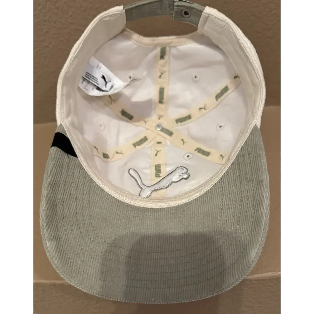 PUMA Corduroy Dad Hat Olive Green Khaki Two-Tone Strapback Adjustable Cap OS